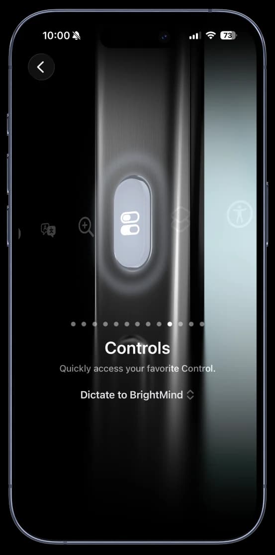 BrightMind Dictate assigned to iPhone Action Button
