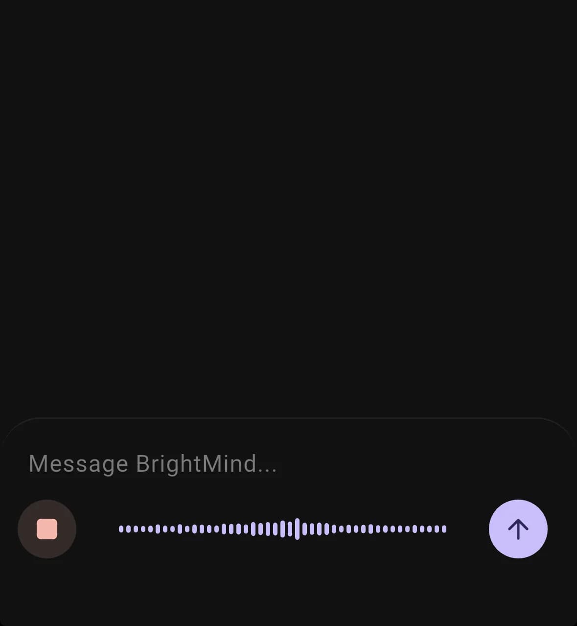 BrightMind transcribing dictation in the background while the user speaks